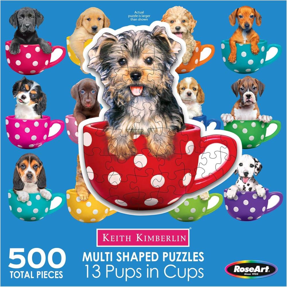 image:imageRoseArt  13 MiniShaped  Pups in Cups  500 Piece Jigsaw Puzzle for Kids and AdultsPups In Cups