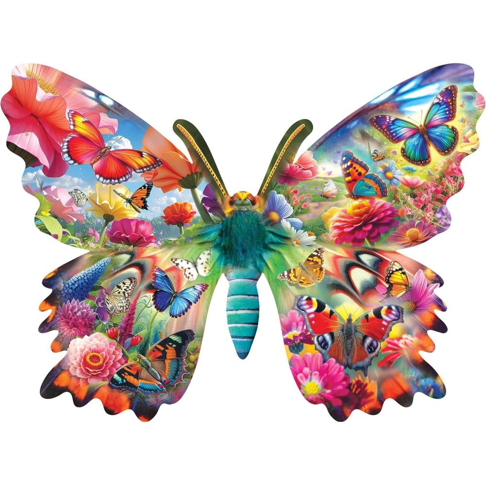 image:imageRoseArt Big Shaped Butterfly Jigsaw Puzzle 500 Pieces Colorful Nature Design 27 x 20 Finished Size Made in USA Gift for Adults and Puzzle Lovers
