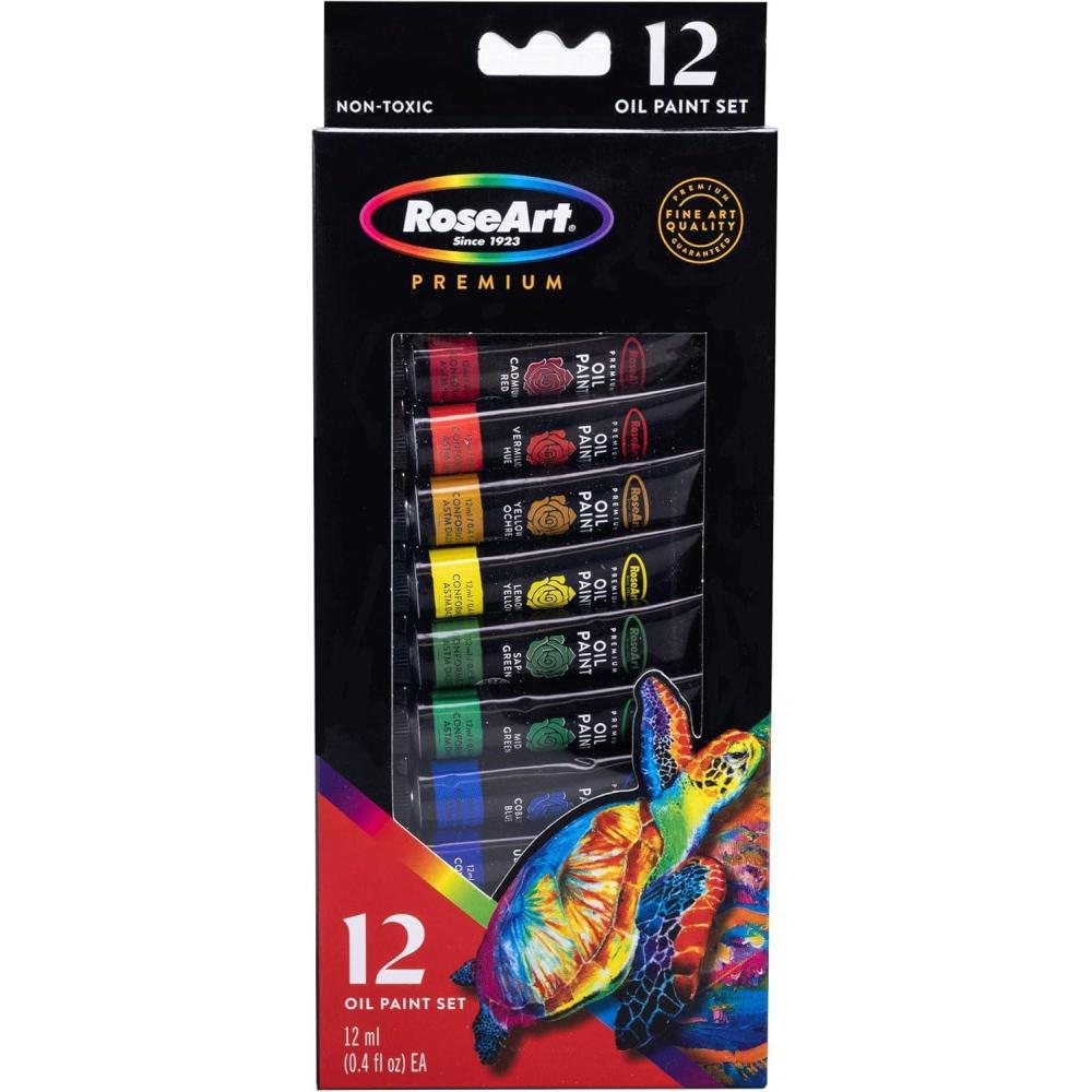 image:imageRoseArt Premium Oil Paint Set 12 Colors Maximum Strength Pigmented Oil Paints for Professionals Students12 Color