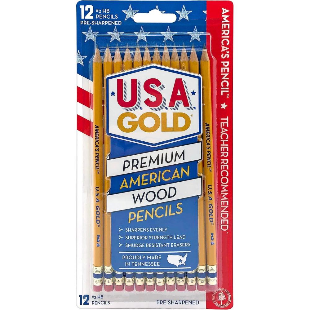 image:imageWrite Dudes USA Gold Premium Cedar No 2 PreSharpened Pencils 12Count DDR56