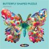 RoseArt – Big Shaped Butterfly Jigsaw Puzzle – 500 Pieces Colorful Nature Design, 27″ x 20″ Finished Size, Made in USA, Gift for Adults and Puzzle Lovers