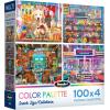 RoseArt – Snack Size Multi-Puzzle Set – Peanuts – 4 x 100 Piece Jigsaw Puzzle for Adults(Color Palette)