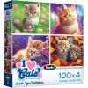 RoseArt – Snack Size Multi-Puzzle Set – Peanuts – 4 x 100 Piece Jigsaw Puzzle for Adults(I Love Cats)