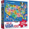 RoseArt Map of USA Puzzle for Kids – 100 Large Pieces, 24″ x 18″ – Educational United States Puzzle with Fun State Illustrations – Made in USA – Learning Toy for Ages 6+