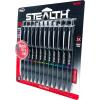 RoseArt Stealth Retractable 4 Count Medium 0.7MM Gel Pen with Comfort Grip, 4 Classic Colors, 2 Black, 1 Blue,1 Red, No Smear, No Bleed(12 count)