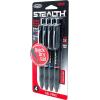 RoseArt Stealth Retractable 4 Count Medium 0.7MM Gel Pen with Comfort Grip, 4 Classic Colors, 2 Black, 1 Blue,1 Red, No Smear, No Bleed(4 count)