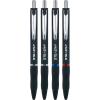 RoseArt Stealth Retractable 4 Count Medium 0.7MM Gel Pen with Comfort Grip, 4 Classic Colors, 2 Black, 1 Blue,1 Red, No Smear, No Bleed(4 count)