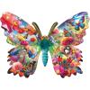 RoseArt – Big Shaped Butterfly Jigsaw Puzzle – 500 Pieces Colorful Nature Design, 27″ x 20″ Finished Size, Made in USA, Gift for Adults and Puzzle Lovers