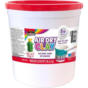 CRA-Z-Art Air Dry Clay – 5lb Bucket Natural White Modeling Clay, Perfect for Sculpting, School Projects, Bulk Class Supplies for Teachers, Day Cares, Camps, Essential for School
