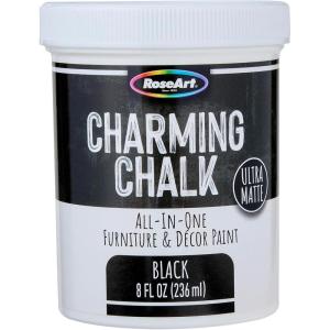 Charming Chalk All-In-One Furniture & Décor Paint – 8oz Black, Ultra Matte Chalk Finish Paint, Ideal For All Techniques Including Distressing, No Prep Needed, Made In USA