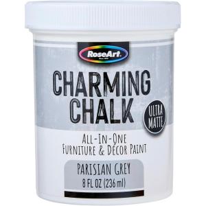 Charming Chalk All-In-One Furniture & Décor Paint – 8oz Cottage White, Ultra Matte Chalk Finish Paint, Ideal For All Techniques Including Distressing, No Prep Needed, Made In USA(Parisian Grey)