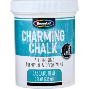 Charming Chalk All-In-One Furniture & Décor Paint – 8oz Cottage White, Ultra Matte Chalk Finish Paint, Ideal For All Techniques Including Distressing, No Prep Needed, Made In USA(Cascade Blue)
