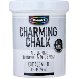Charming Chalk All-In-One Furniture & Décor Paint – 8oz Cottage White, Ultra Matte Chalk Finish Paint, Ideal For All Techniques Including Distressing, No Prep Needed, Made In USA(Cottage White)