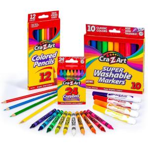Cra-Z-Art Classic Bundle Crayons, Markers and Colored Pencil 46 Piece School Supply Arts & Crafts Bundle
