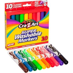 Cra-Z-Art Classic Super Washable Markers, Broad Tip, Assorted Barrel, Assorted Ink, Pack Of 10 Markers(10 Count (Pack of 1))