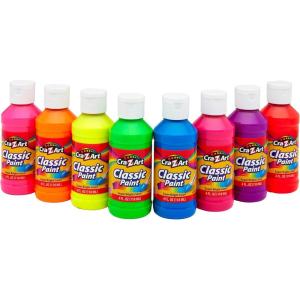 Cra-Z-Art Washable Classic Paint Bulk Pack 8ct, Assorted Colors 4oz each bottle, 32oz(Pop! Neon Bright and Bold)
