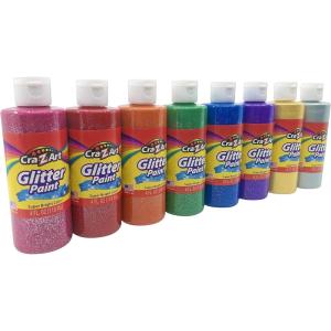 Cra-Z-Art Washable Glitter Paint Bulk Pack 8ct, Assorted Colors 4oz each bottle(Glitter 8 ounce)