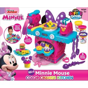 Disney Junior Minnie Mouse Color Change Kitchen by Softee Dough, 10 in 1 Activities Perfect for Ages 3 and Up(Medium)