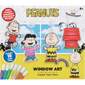 Peanuts Window Art Suncatcher Kit for Kids – Paint Your Own Charlie Brown & Snoopy Window Clings with 10 Vivid Paint Colors – DIY Suncatcher Craft Set for Creative Fun & Window Décor, Ages 6+