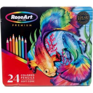 Rose Art Premium 24ct Colored Pencils – Art Supplies for Drawing, Sketching, Adult Colors, Soft Core Color Pencils – 24 Pack, multi(24 Count)