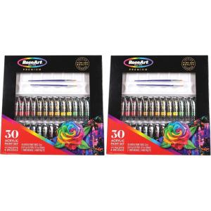 Rose Art Premium 30ct Acrylic Paints Set, Professional Painting Set Complete with 30 Acrylic Paint Colors and Bonus 2 Paint Brushes and Paint Palette(0.36 Fl Oz (Pack of 66))