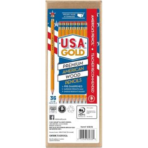 Rose Art U.S.A. Gold Pre-Sharpened American Wood Cased #2 HB Yellow Pencils, 36 Pack