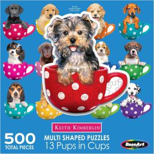 RoseArt – 13 Mini-Shaped – Pups in Cups – 500 Piece Jigsaw Puzzle for Kids and Adults(Pups In Cups)