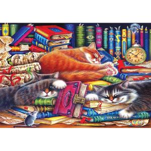RoseArt – Kodak Premium – Night Owls – 1500 Piece Jigsaw Puzzle for Adults(The Old Book Shop Cats)
