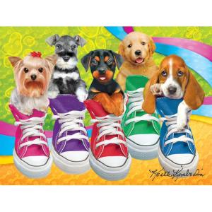 RoseArt – Kodak Premium – Sneaky Pups in Sneakers – 350 Piece Jigsaw Puzzle for Adults