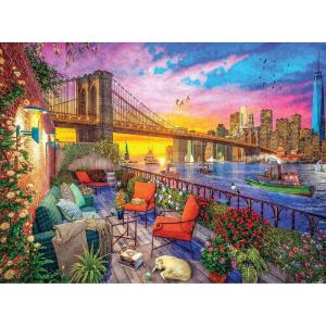 RoseArt – Kodak Premium Cork – Love is Everywhere – 1000 Piece Jigsaw Puzzle for Adults(Manhattan Balcony Sunset)