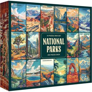 RoseArt – National Parks Box Set Jigsaw Puzzle – 16 Puzzles Each 100 Pieces – 1600 Pieces Total