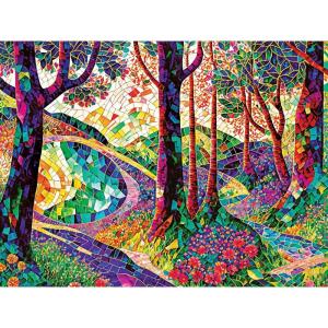RoseArt – Stained Glass – The Sun Shines on Dreamland – 300 Piece Jigsaw Puzzle for Adults(The Long and Winding Road)