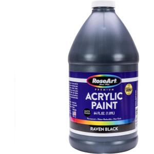 RoseArt Acrylic Paint 6 Color Set 64 oz. – Bulk Pack for School Supply Rooms and In Class For Teachers(Raven Black)