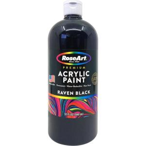 RoseArt Acrylic Paint Raven Black 32oz Bottle, Acrylic Paint for School Projects, Arts & Crafts, Drawing & Painting(Black)