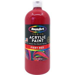 RoseArt Acrylic Paint Raven Black 32oz Bottle, Acrylic Paint for School Projects, Arts & Crafts, Drawing & Painting(Red)