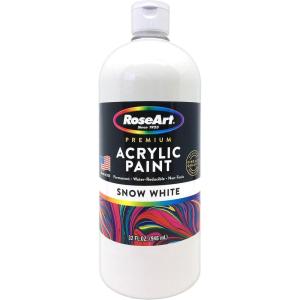 RoseArt Acrylic Paint Raven Black 32oz Bottle, Acrylic Paint for School Projects, Arts & Crafts, Drawing & Painting(White)