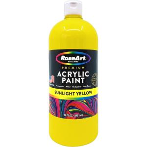 RoseArt Acrylic Paint Raven Black 32oz Bottle, Acrylic Paint for School Projects, Arts & Crafts, Drawing & Painting(Yellow)