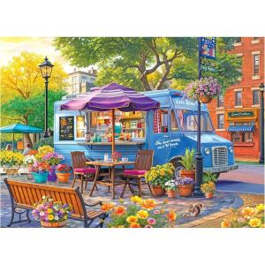 RoseArt Kodak Premium City Food Truck 1000 Piece Jigsaw Puzzle, Vibrant Restaurant Scene – Made in USA