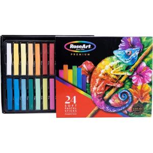 RoseArt Premium 24ct Long Soft Pastel Stick Set for Professionals – Pigment Rich, Full Size Pastel Sticks Vivid Colors