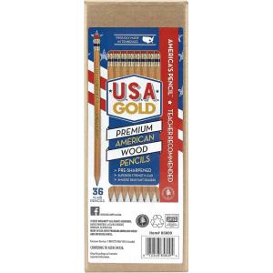 RoseArt U.S.A. Gold Pre-Sharpened American Wood Cased #2 HB Natural Pencils, 48 Pack(Natural)