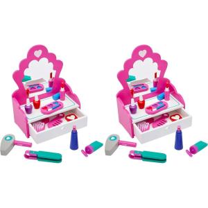 RoseArt Wooden Fashion Vanity Play Set, 12 Piece Pretend Play Hair, Mirror & Makeup Role Play Set for Ages 3 and Up(multi (Pack of 2))