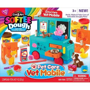 Softee Dough Pet Care Vet Mobile Playset, Modeling Dough Play Toy for Kids Ages 3 Years and Up, by CRA-Z-Art