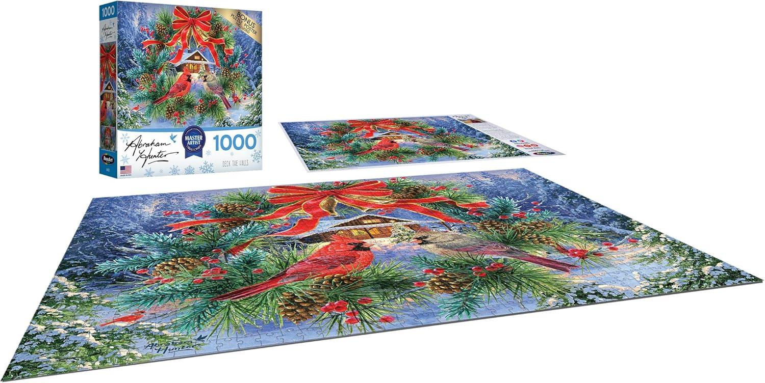 image:imageRoseArt Abraham Hunter Deck The Halls 1000 Piece Jigsaw Puzzle for AdultsDeck The Halls