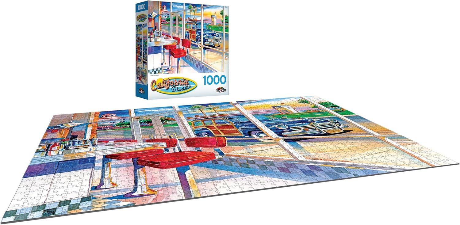 image:imageRoseArt California Dreams Diner Hangout 1000 Piece Jigsaw Puzzle for AdultsDiner Hangout