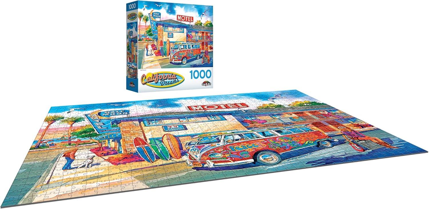 image:imageRoseArt California Dreams Diner Hangout 1000 Piece Jigsaw Puzzle for AdultsHalf Moon