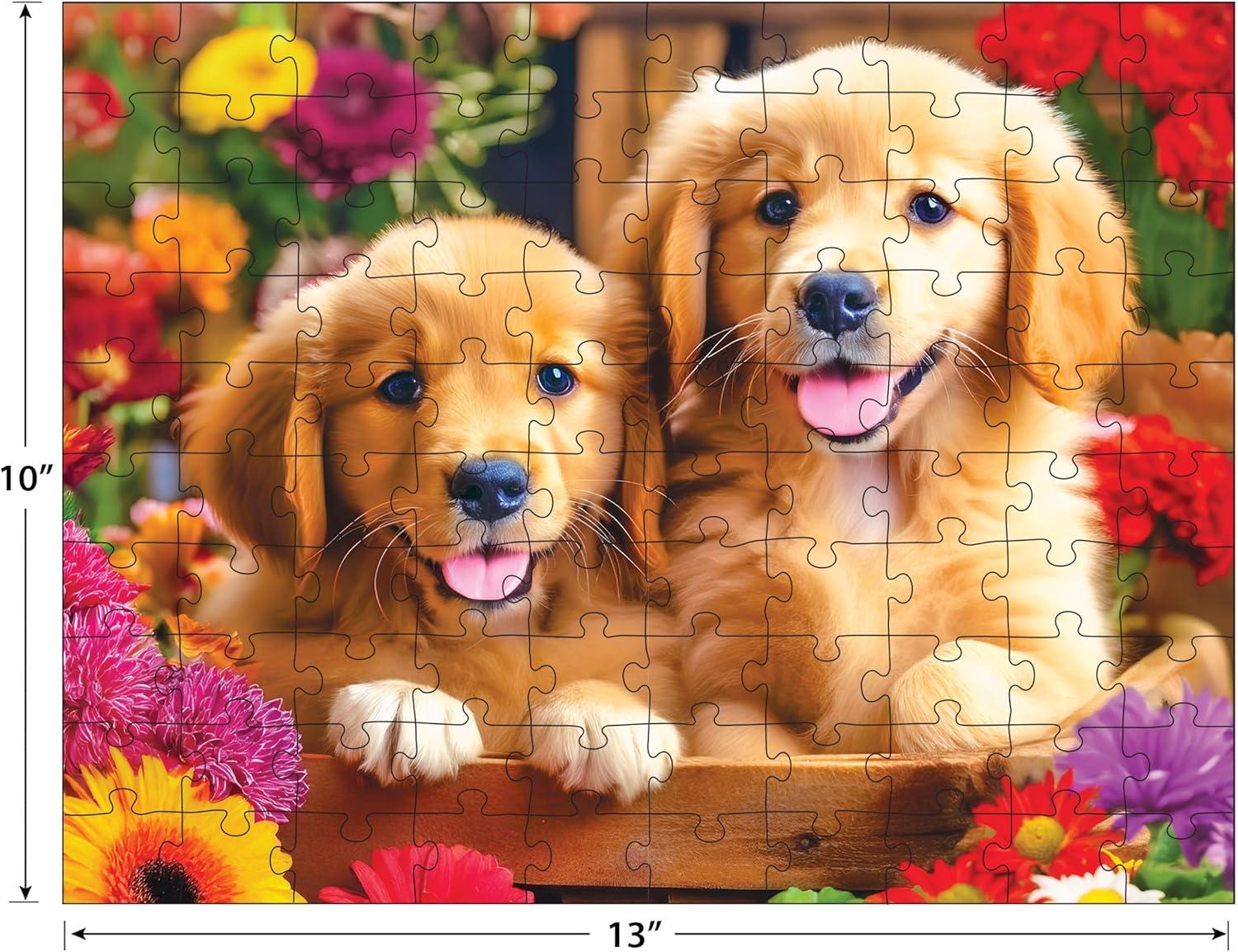 image:imageRoseArt Kodak Premium Golden Puppy Pals 100 Piece Jigsaw Puzzle for AdultsGolden Puppy Pals