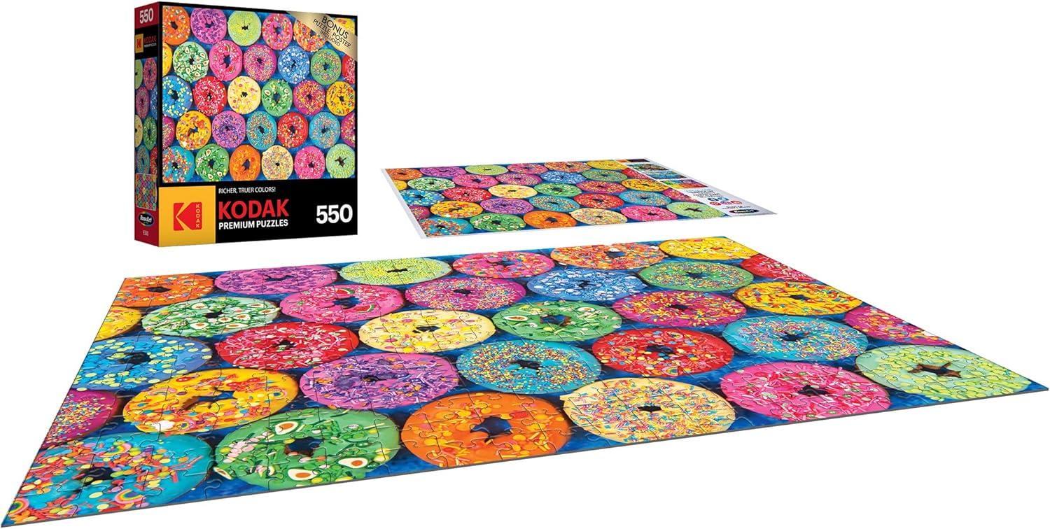 image:imageRoseArt Kodak Premium Lots of Sprinkles Donuts 550 Piece Jigsaw Puzzle for AdultsLots of Sprinkles Donuts