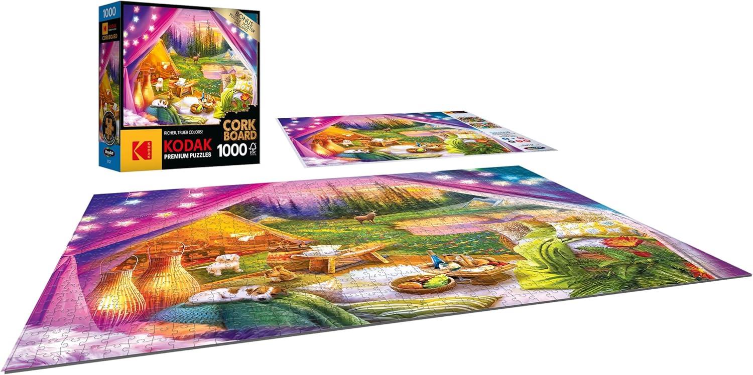 image:imageRoseArt Kodak Premium Cork Kittens by The Fireplace 1000 Piece Jigsaw Puzzle for AdultsGlamping