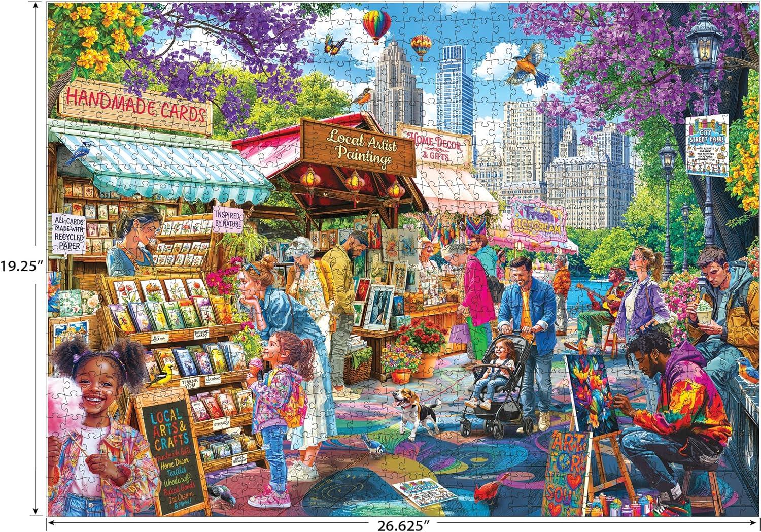 image:imageRoseArt Kodak Premium City Street Fair Jigsaw Puzzle 1000 Pieces Vibrant Vendors Artwork Made in USA