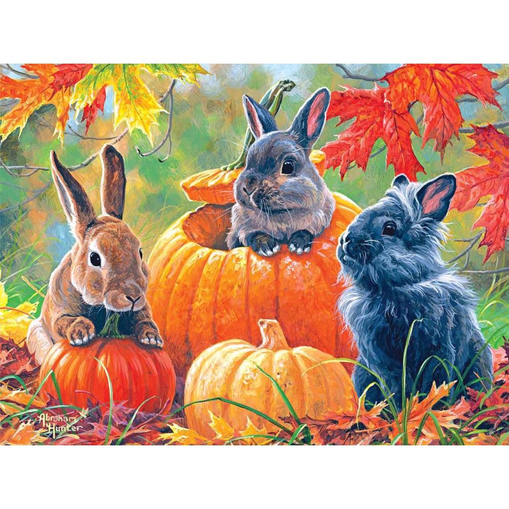 image:imageRoseArt  Abraham Hunter  Pumpkin Patch Bunnies  500 Piece Jigsaw Puzzle for AdultsPumpkin Patch Bunnies